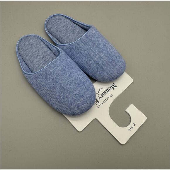 Charter Club Slippers Womens Small 5-6 Blue Memory Foam Floral Comfy Lounge - Picture 1 of 7